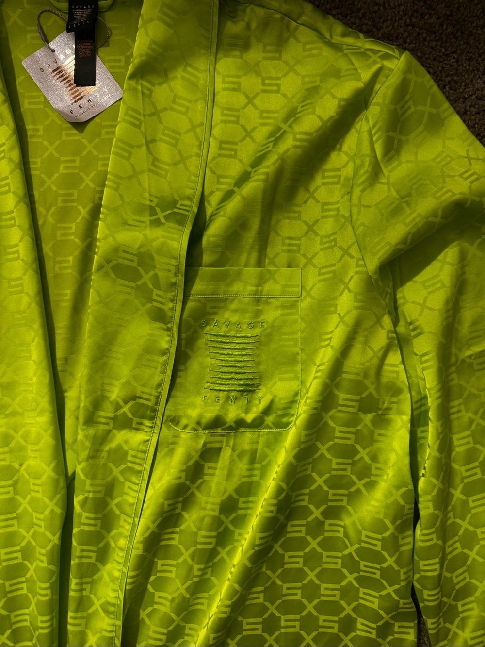 Neon Lime Open-Front Kimono Robe - Picture 3 of 6